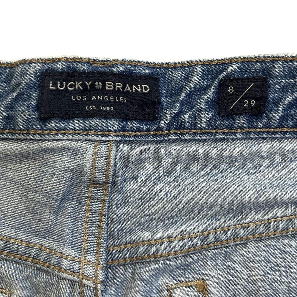 LUCKY BRAND Denim Boyfriend Short sz 8 Distressed Cut-off Style Button Fly Boho - Picture 6 of 10